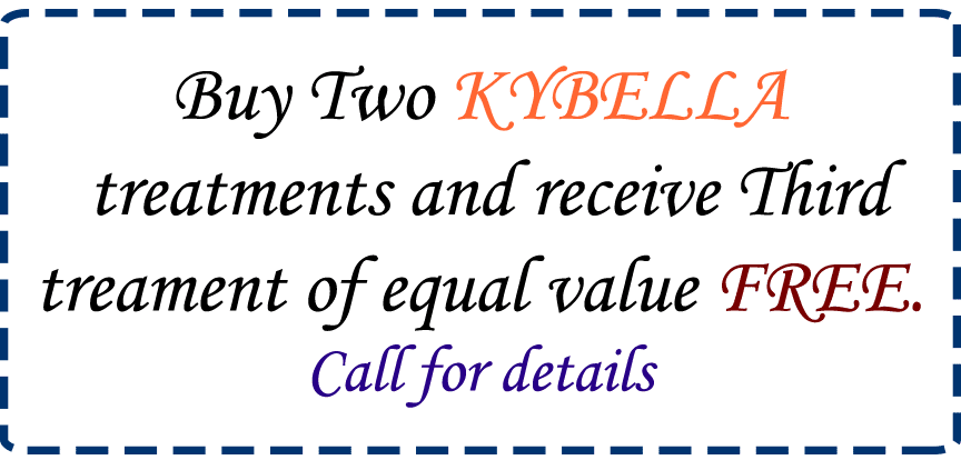 Buy Two KYBELLA treatments and receive Third treament of equal value FREE. Call for details.