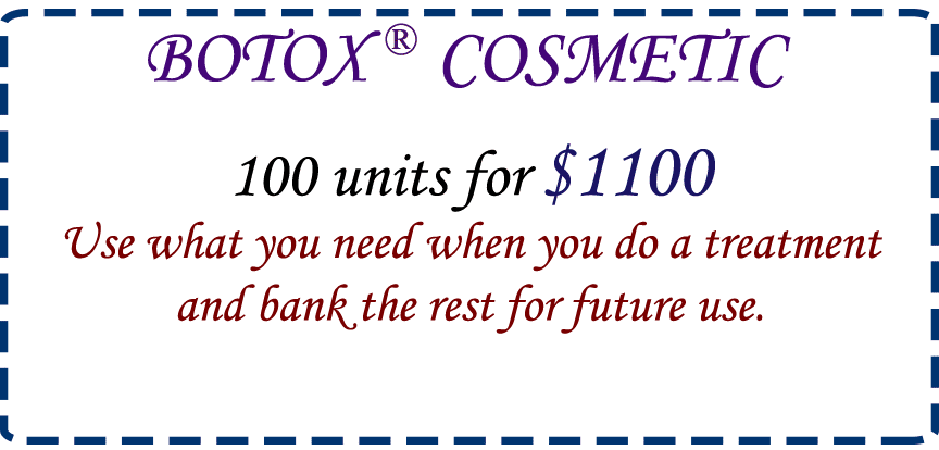 BOTOX ® COSMETIC or Xeomin ® Treatment and bank the rest for future use.