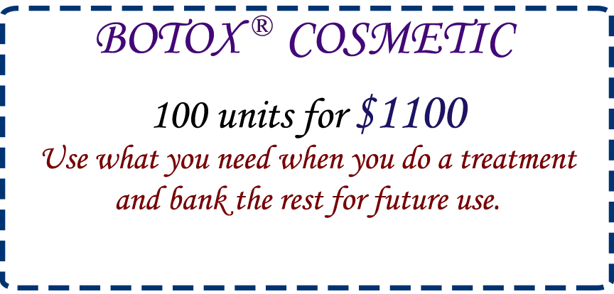 BOTOX ® COSMETIC or Xeomin ® Treatment and bank the rest for future use.